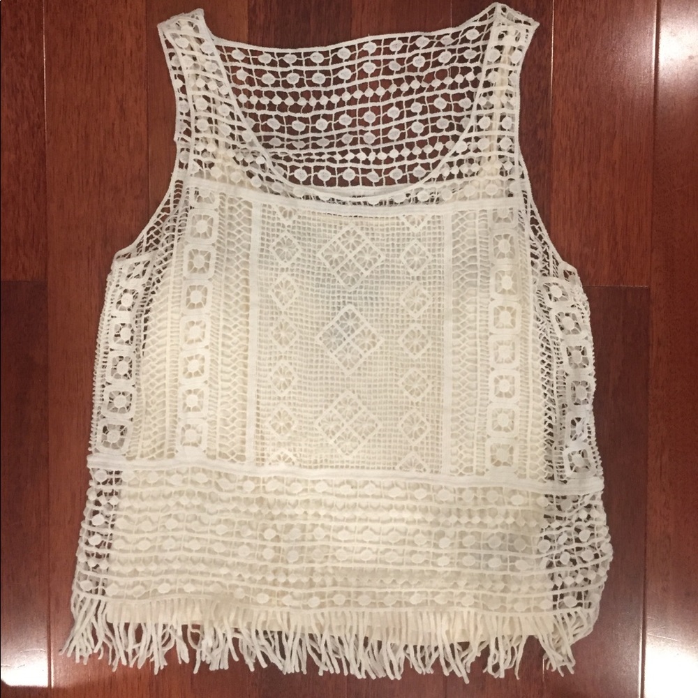Ralph Lauren fringed top. Size Petite Medium